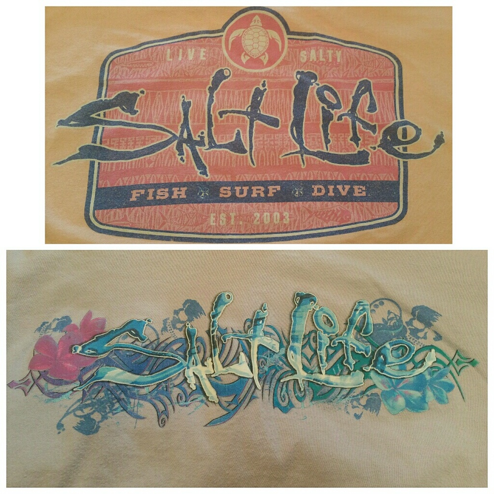 SET OF 2 SALT LIFE TSHIRTS PASTEL ORANGE PURPLE